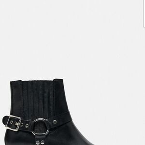 Zara Black Ankle Boots with Ring Buckle